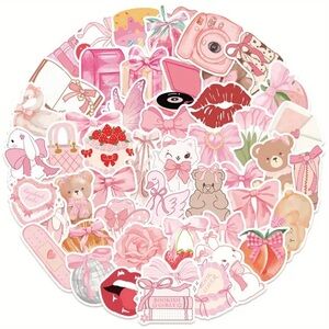 3/20$ Pink and White Girly Sticker Design (pack of 20)